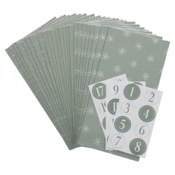Adventskalender-Set, Tüten/Sticker, Salbei/weiß
