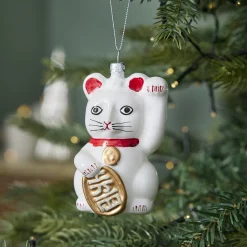 Anhänger Fancy, Bunt, Winkekatze/weiß, 10 Cm