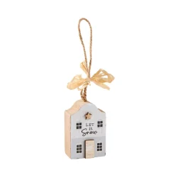 Anhänger Haus Mit Spruch, Weiß, 6 Cm