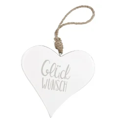 Anhänger Herz, Glückwunsch/weiß, 14.5 Cm