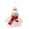 Anhänger Wichtel Mit Schal, Mädchen/weiß/rot, 11 Cm