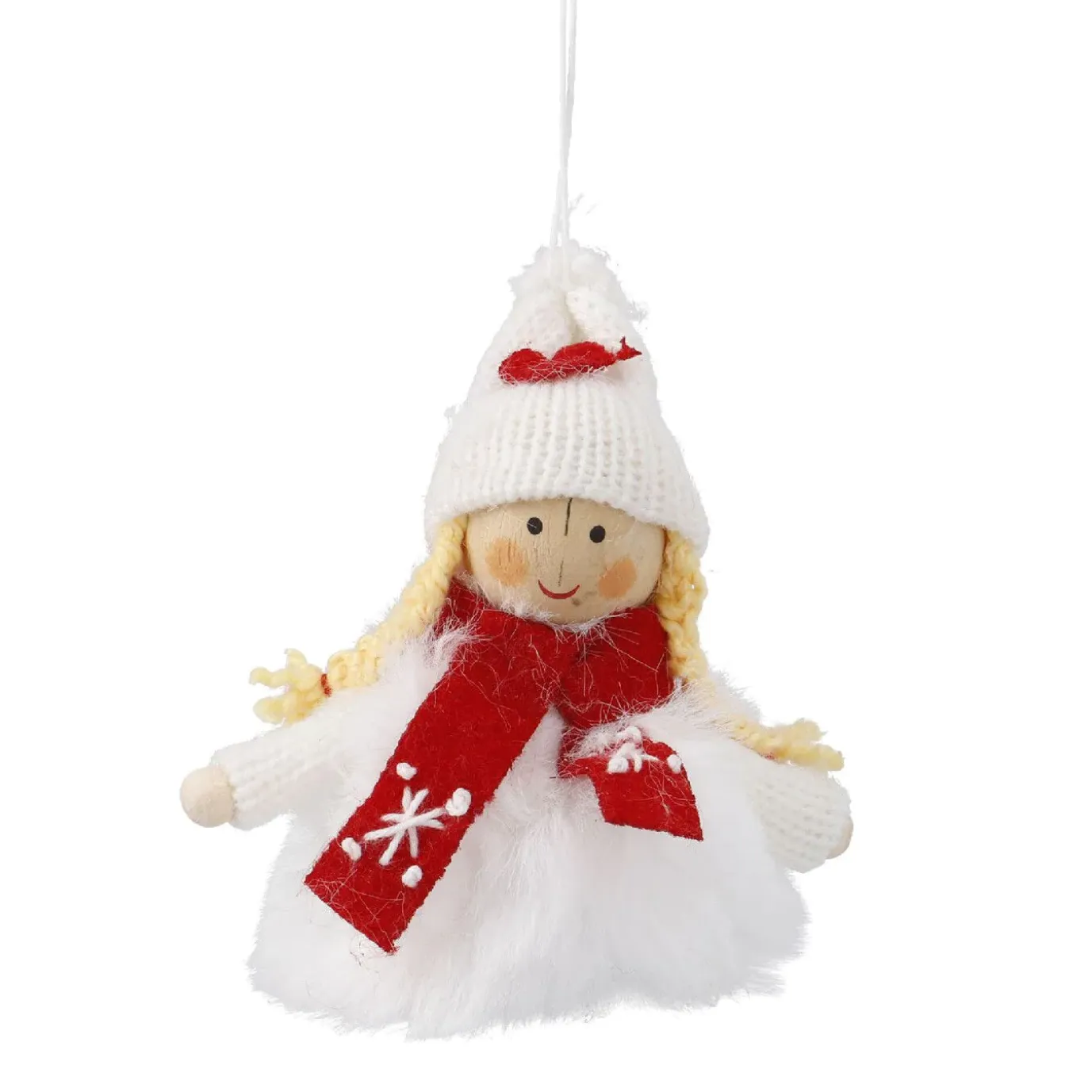 Anhänger Wichtel Mit Schal, Mädchen/weiß/rot, 11 Cm