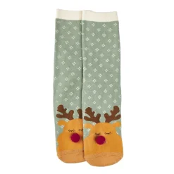 Anti-Rutschsocken Xmas, Rentier Grün, Größe 36 - 41