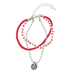 Armband Weihnachten, Baum, Rot/silber