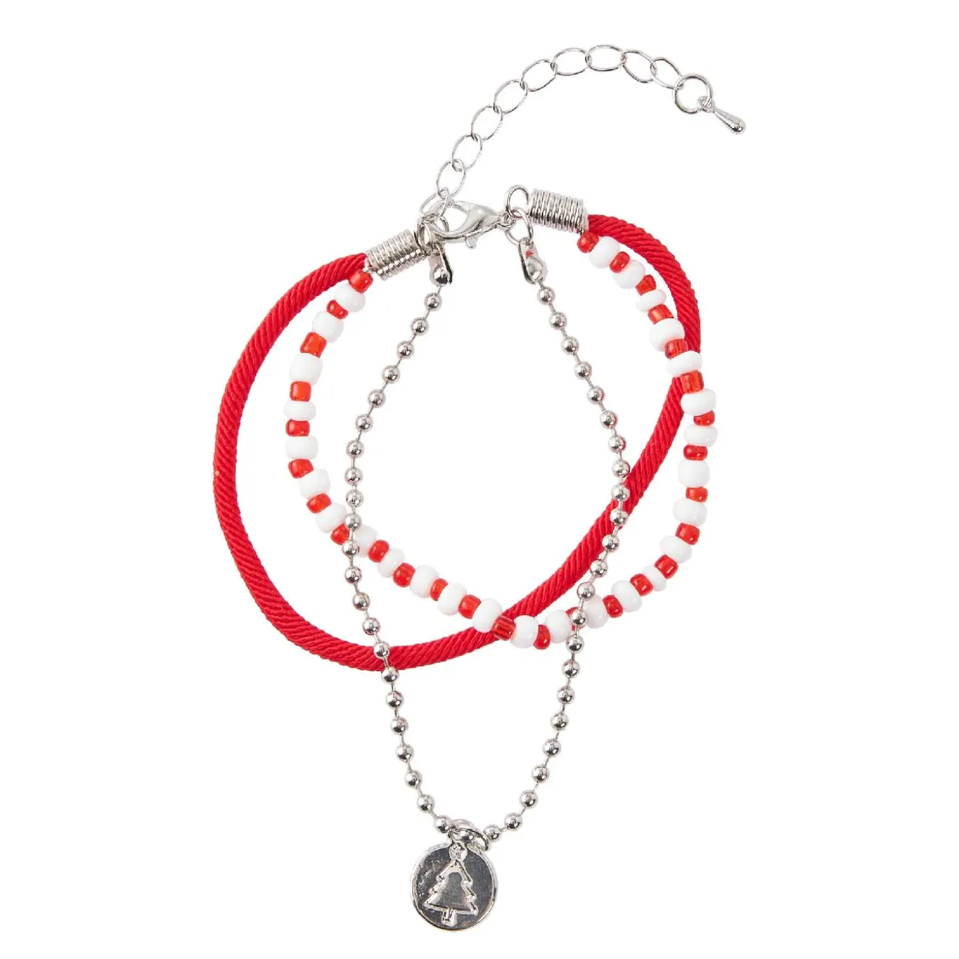 Armband Weihnachten, Baum, Rot/silber