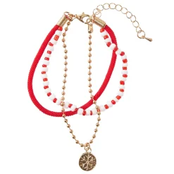 Armband Weihnachten, Schneeflocke, Rot/gold