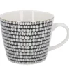 Becher China, Stäbchen/Kreis, Schwarz/weiß, 300 Ml, Goldrand