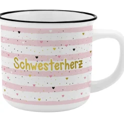 Becher Emaille-Optik, Schwesterherz, 350 Ml
