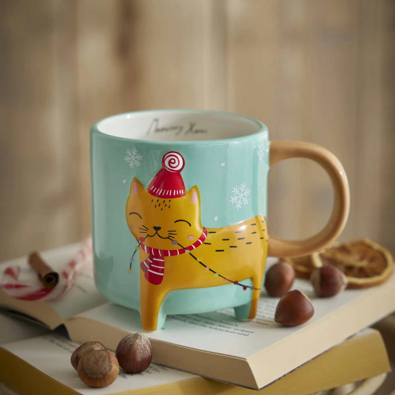Becher Xmas/Tierfuß, Katze, 480 Ml