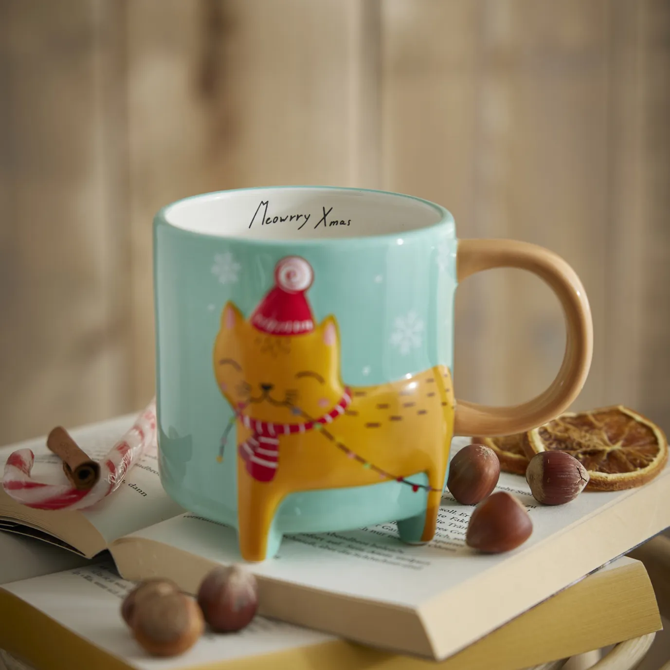 Becher Xmas/Tierfuß, Katze, 480 Ml