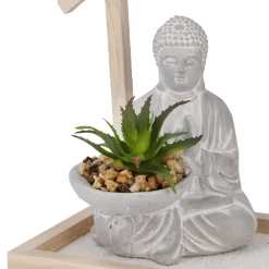 Buddha Dekotablett, Natur/grau