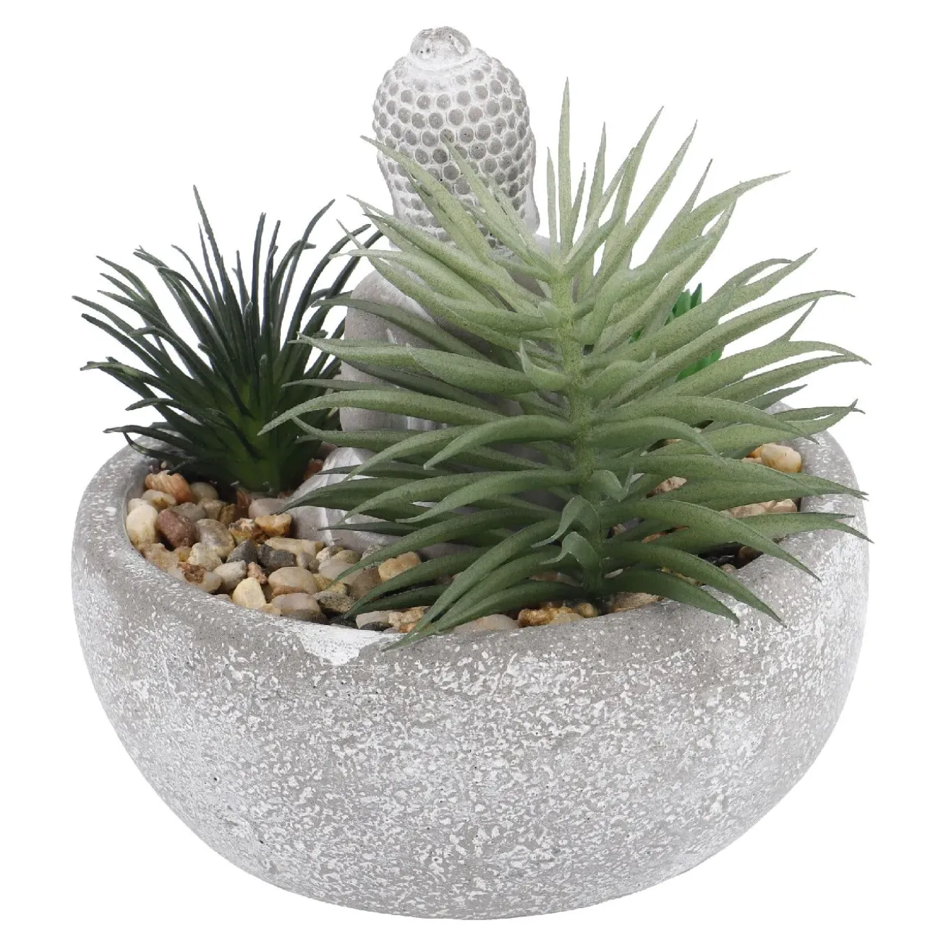 Deko-Objekt Buddha Mit Sukkulente, Grau/grün, 12 Cm