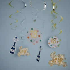 Deko-Spiralen Geburtstag, 18, 6 Stück