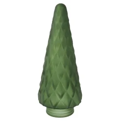 Deko-Tanne Glas, Schmal/dunkelgrün/matt, 20 Cm