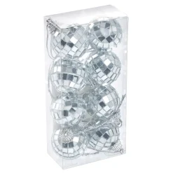 8er Set Discokugel, Silber, 3 Cm