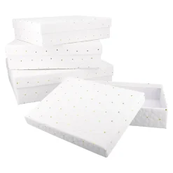4er Set Geschenkkarton Blumen-Prägung, Weiß