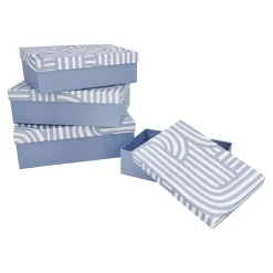 4er Set Geschenkkarton Design, Blau/weiß