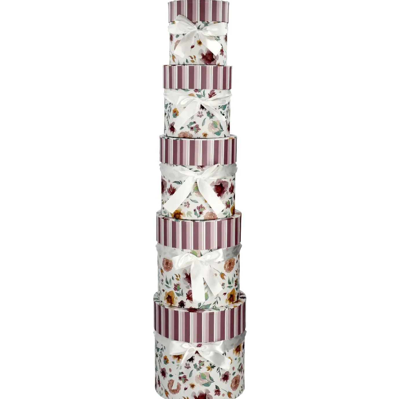 5er Set Geschenkkarton Floral/rund, Lila