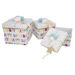 3er Set Geschenkkarton Geburtstag/Quadro, Stern