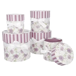 5er Set Geschenkkarton Rosenl/rund, Lila