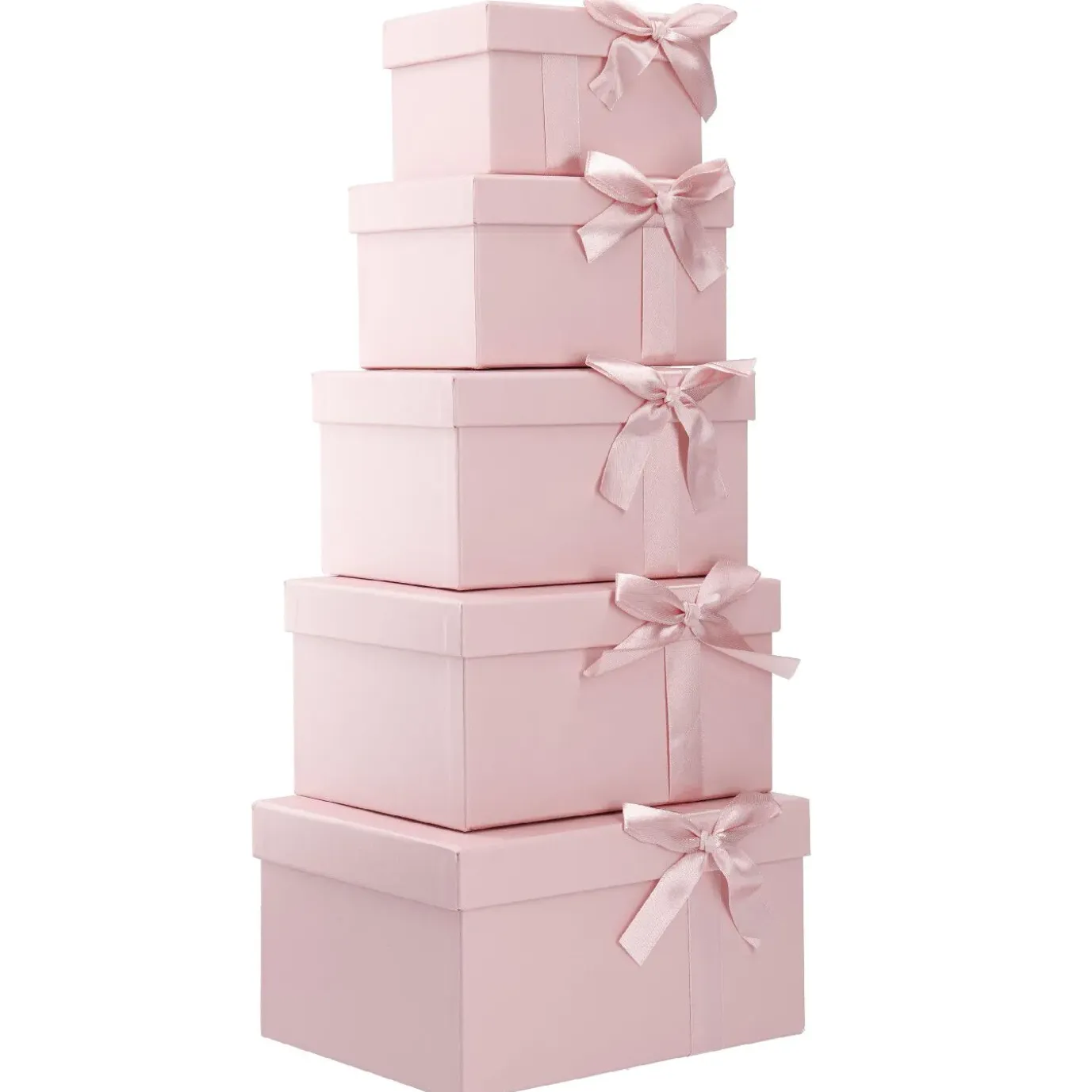 5er Set Geschenkkarton Schleife, Altrosa