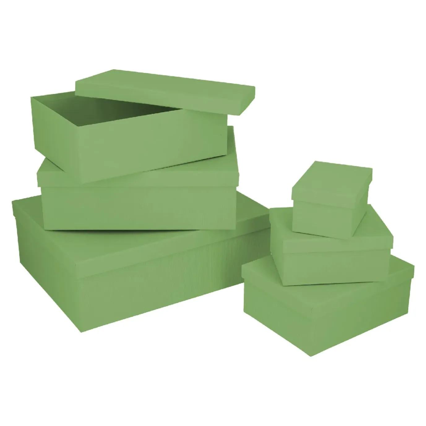 6er Set Geschenkkarton Uni, Hellgrün