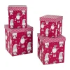4er Set Geschenkkarton Wichtel, Rot