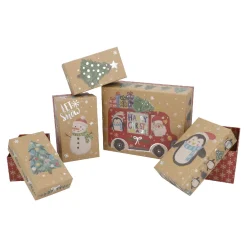 5er Set Geschenkkarton Xmas-Motiv