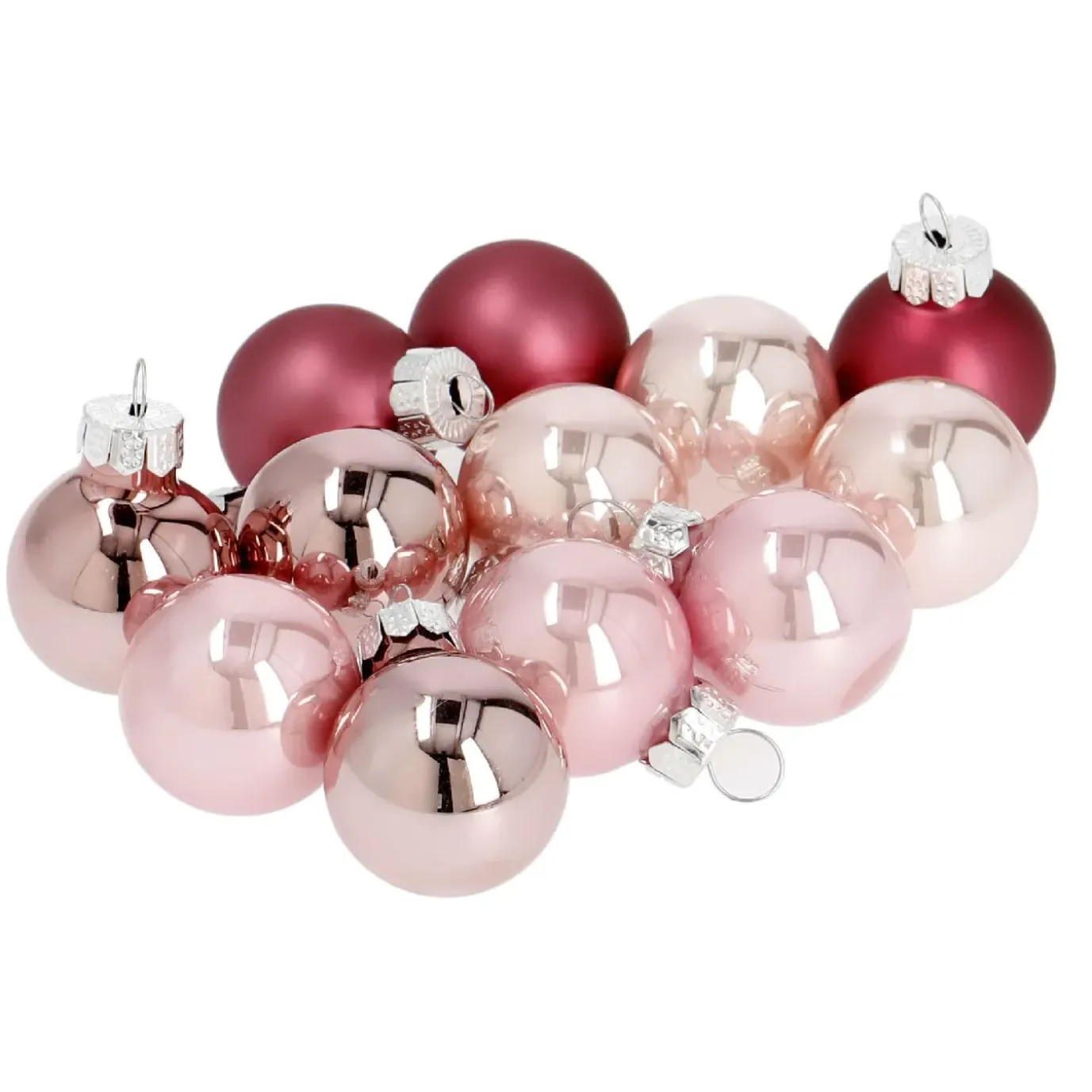 12er Set Glaskugeln 2,5 Cm, Rosa