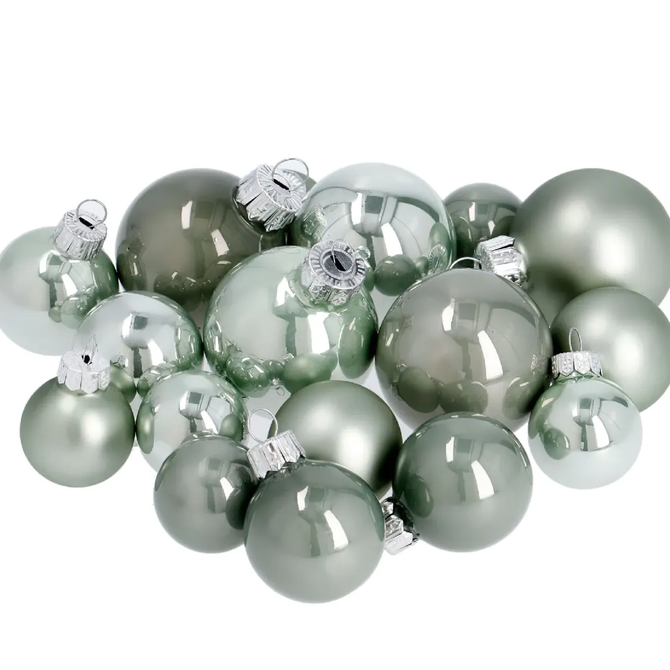 17er Set Glaskugeln Mix, Mint