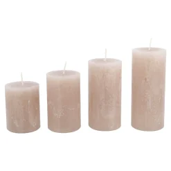 4er Set Kerze Rustik, Gestuft, Sand