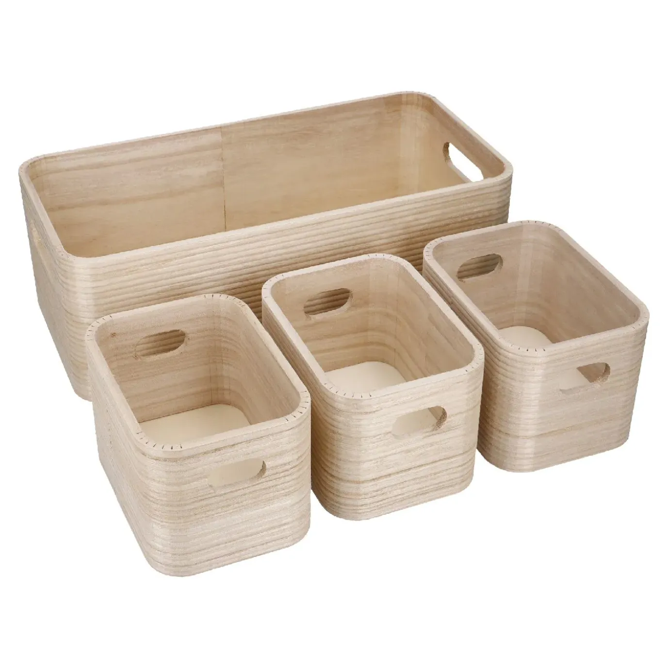 4er Set Kiste, Geriffelt/natur