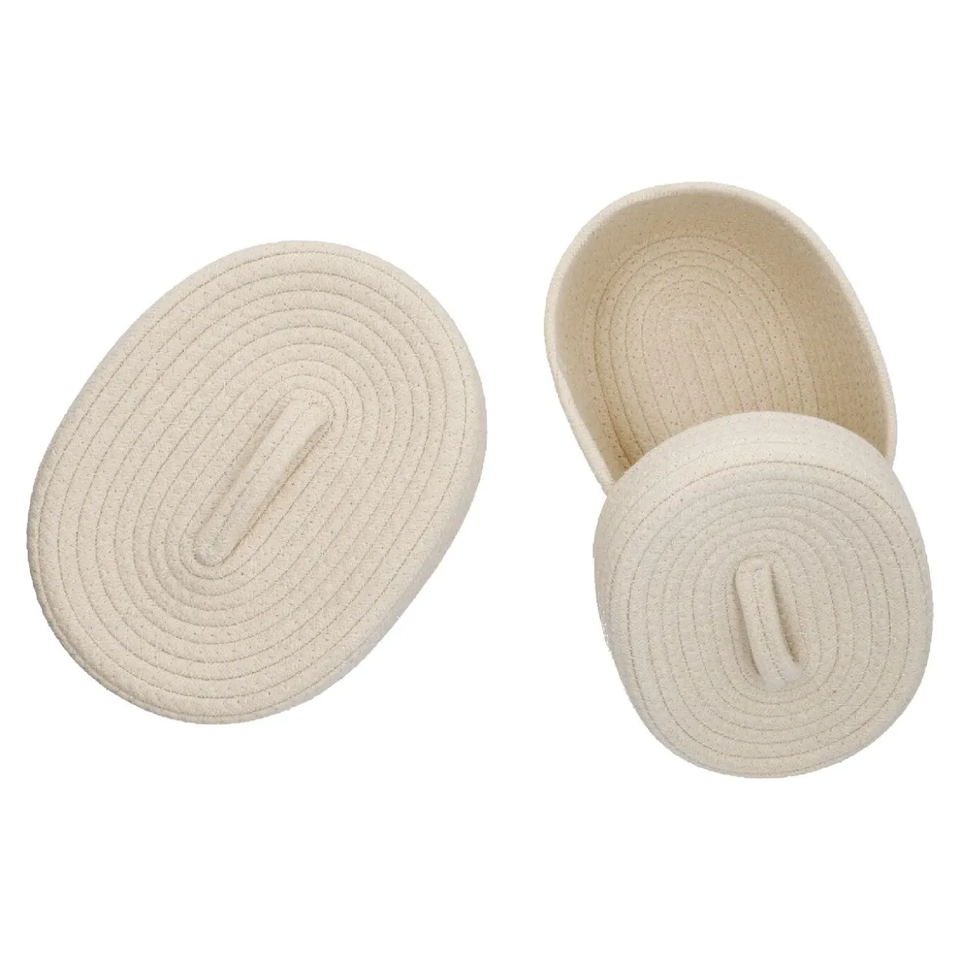 2er Set Korb Mit Deckel, Oval/weiß