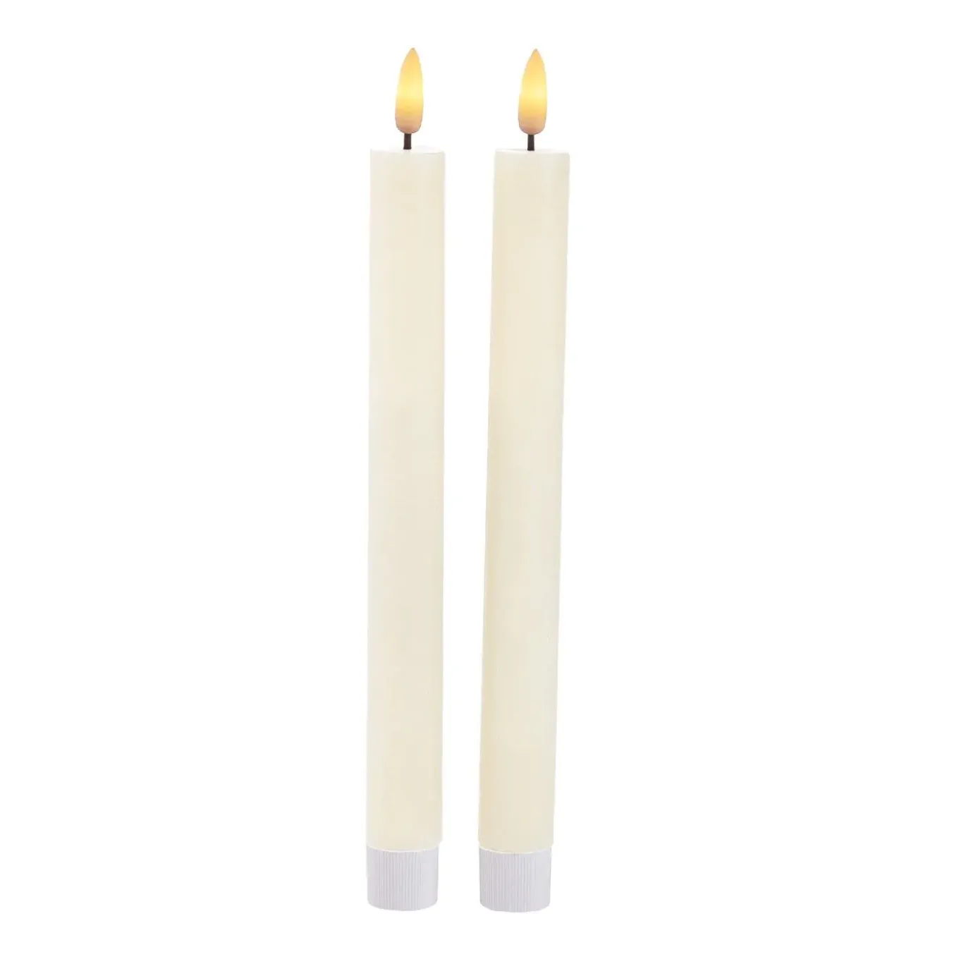 2er Set LED-Stabkerze Rustik, Hellcreme, 24 Cm