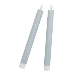 2er Set LED-Stabkerze Rustik, Salbei, 24.5 Cm