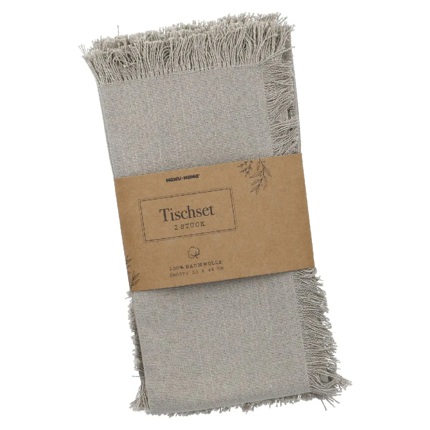 2er Set Platzset Fransen, Taupe, 33 X 48 Cm