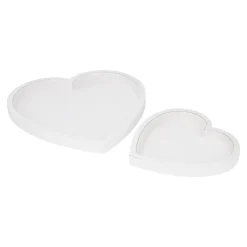 2er Set Tablett Herz, Weiß