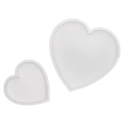 2er Set Tablett Herz, Weiß