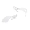2er Set Vogel-Clip Pailletten, Weiß/matt, 11 Cm