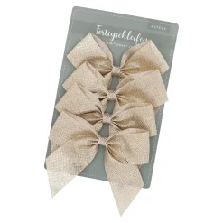 4er Set Web-Schleife, Natur/gold