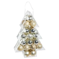 34er Set Weihnachtskugeln, Champagner
