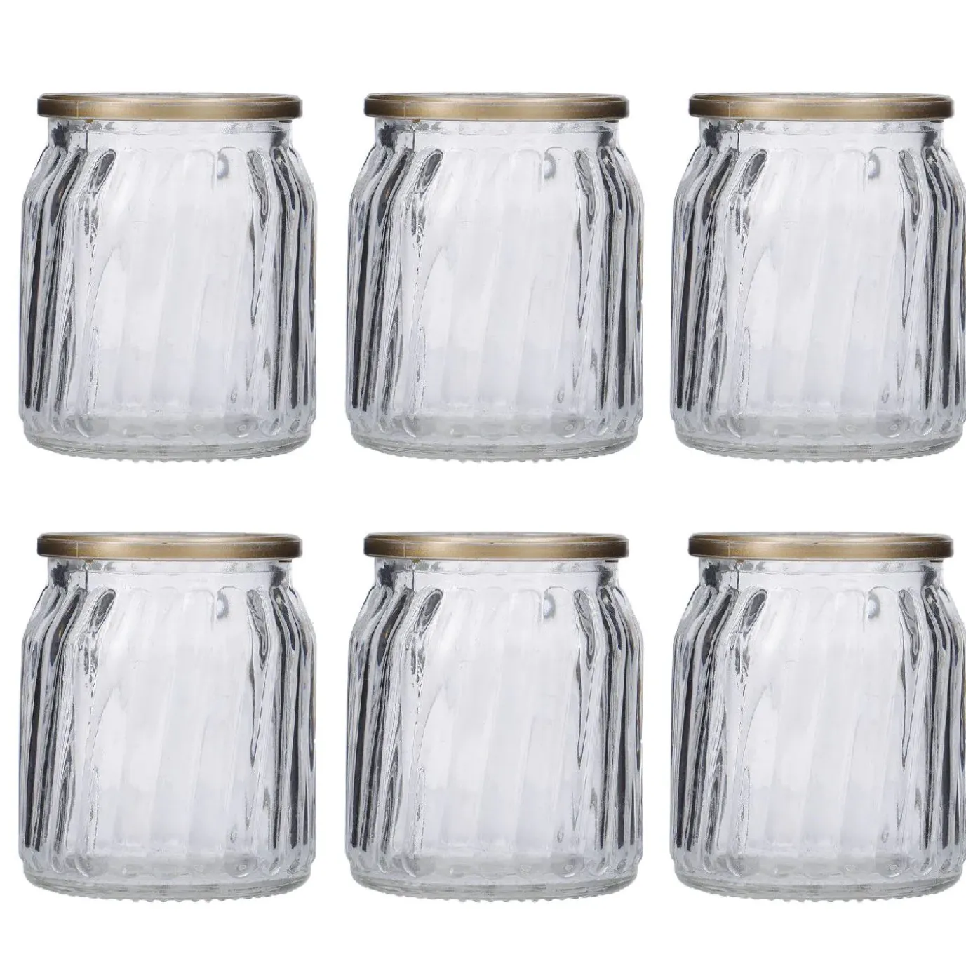 6er Set Windlicht Votiv, Goldrand/klar, 7 Cm