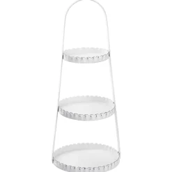 Etagere Metall, 3 Teller, Weiß, 40 Cm