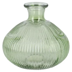 Flaschenvase Kugel, Rillen/grün, 14 X 13 Cm