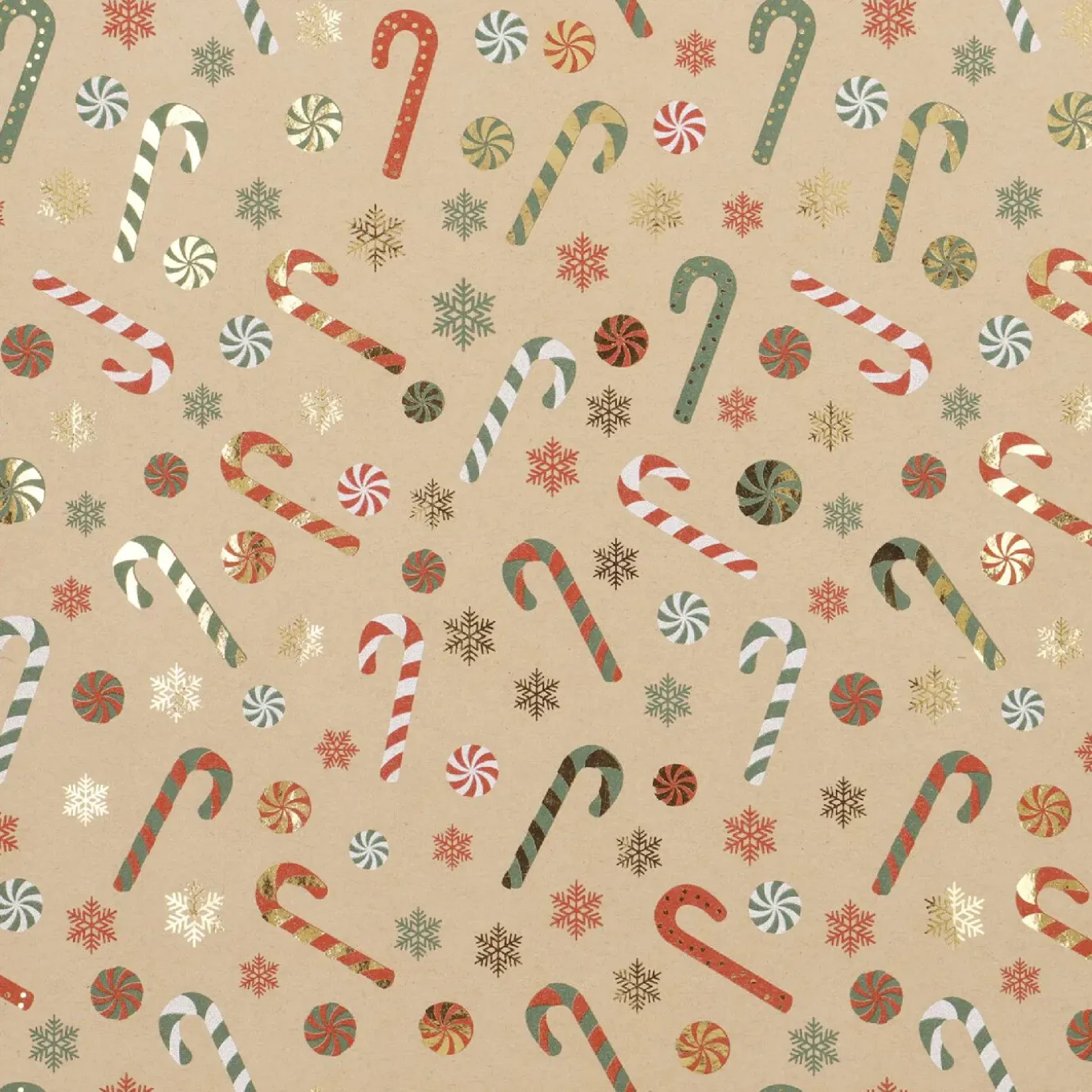Geschenkpapier Xmas-Motiv, Zuckerstange, 2 M