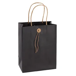 Geschenktüte Mit Knopf, Schwarz, 17.5 X 23 Cm