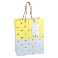 Geschenktüte Stern/Verlauf, Hellblau/gelb, 18 X 23 Cm