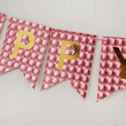 Girlande Happy Birthday, Holo/rot, 4 Meter
