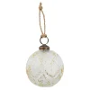 Glaskugel Blätter, Creme/gold, 7 Cm