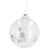 Glaskugel Haus, Weiß/silber/transparent, 8 Cm